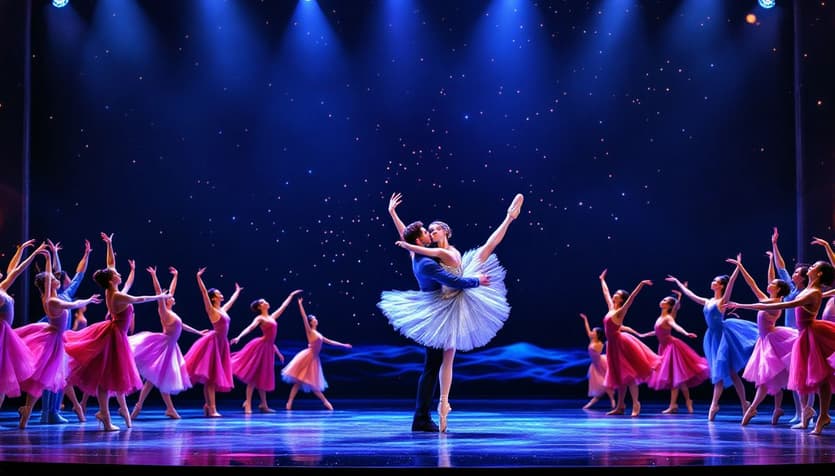 A vibrant ballet performance on a cruise ship showcasing world-class dancers